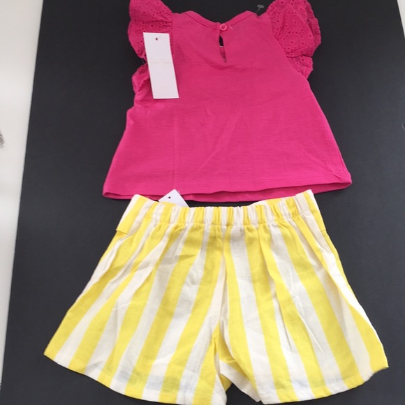 Jessica Simpson Baby Short Set Size 12 Mos Yellow White Pink - Picture 5 of 14